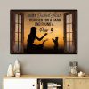 Through The Window In My Darkest Hour I Reached For A Hand And Found A Paw Lady Girl Playing With Cat Canvas Poster