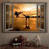 Through The Window Karate Kung Fu Martial Art Sunset Canvas Poster