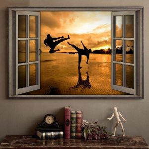 Through The Window Karate Kung Fu Martial Art Sunset Canvas Poster
