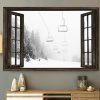 Through The Window Snow Winter Skiing Cables Canvas Poster