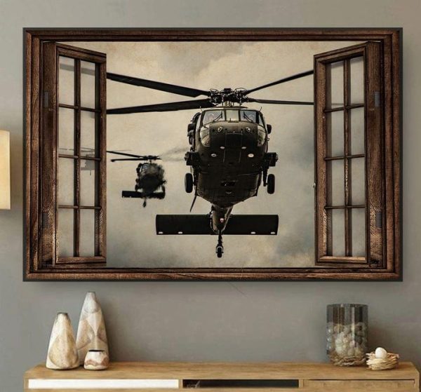 Through The Window The Helicopters Wars Canvas Poster