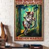 Time Spent With Cycling And Cats Is Never Wasted Cute Cat Biking Canvas Poster