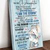 To My Daughter If They Whisper To You You Can’t Withstand The Storm Cartoon Elephants Hearts Canvas Poster