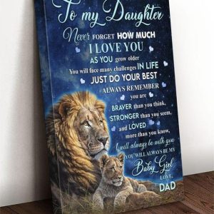 To My Daughter Never Forget How Much I Love You As You Grow Older Lion Father Child Family Canvas Poster
