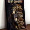 To My Grandson The Storm Lighting Lion Straighten Your Crown Love You Family Gift From Grandma Canvas Poster