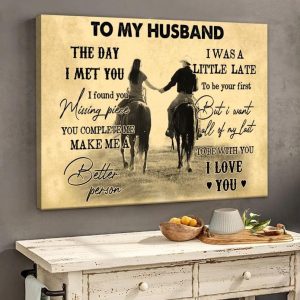 To My Husband Family Wife Love Cowboy Couple Horse Canvas Poster
