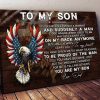 To My Son I Closed My Eyes For But A Moment And Suddenly A Man You Are My Son Eagle Flag Of America Canvas Poster