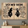 To My Son Wherever Your Journey In Life Always Be Safe Love Dad Family Men Driving Motorcycles Canvas Poster
