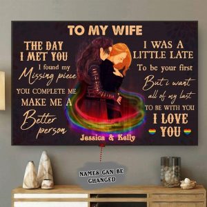 To My Wife I Love You LGBT Family Name Customized Personalized Canvas Poster
