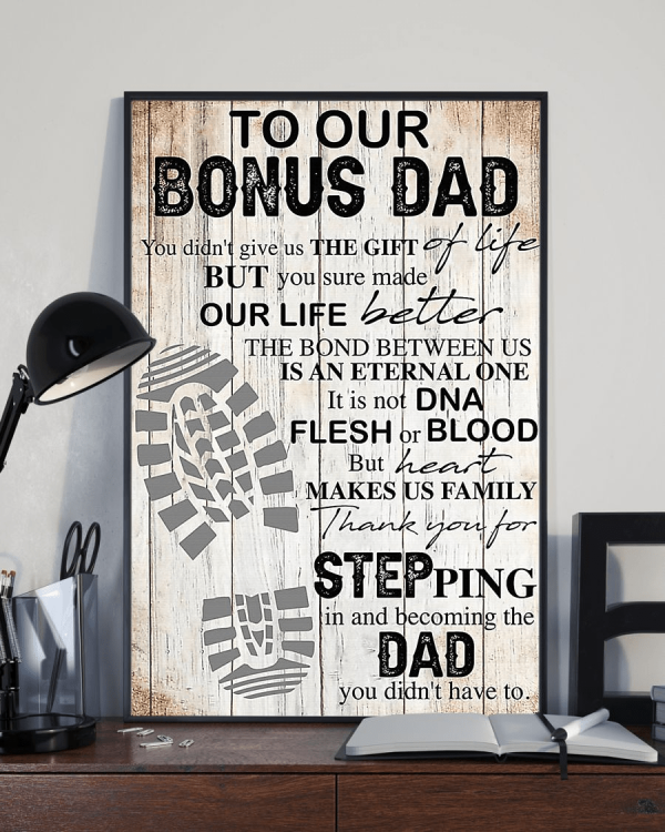 To Our Bonus Dad, Thank You For Step Dad Canvas Poster