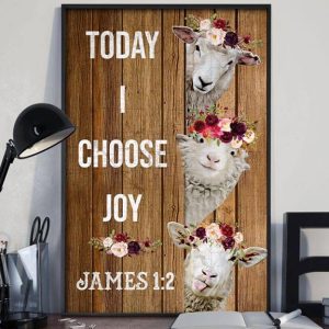 Today I Choose Joy James 12 Sheeps Wearing Flowers Headband Canvas Poster