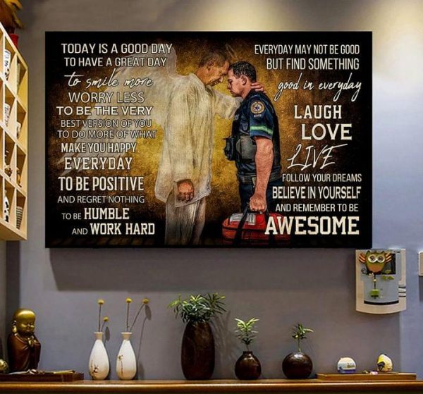 Today Is A Good Day To Have A Great Day Angel And Firefighter Canvas Poster