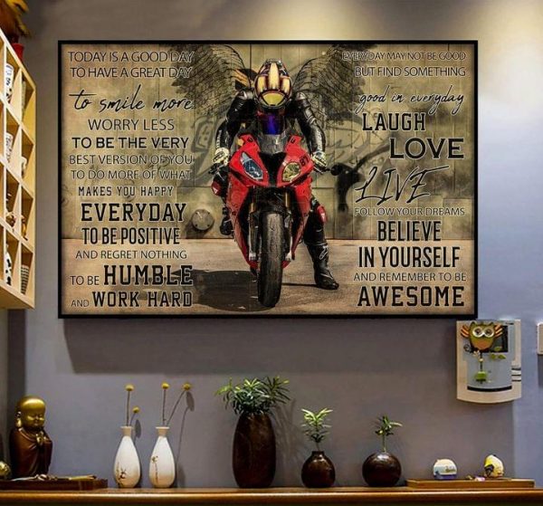 Today Is A Good Day To Have A Great Day To Smile More Racing Boy Motorcycle Rider Canvas Poster