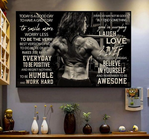 Today Is A Good Day To have A Great Day Lady Girl Weightlifting Workout Canvas Poster