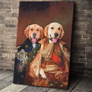 Two Dogs Wearing Ancient Costume Canvas Poster