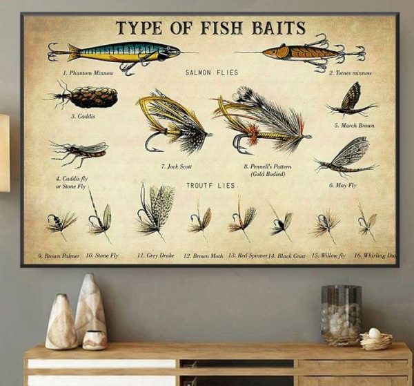 Type Of Fish Baits Fishing Different Baits Canvas Poster
