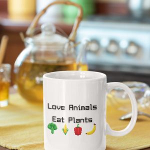 Vegan Love Animals Eat Plants Healthy Tea Coffee Simple White Mug Vegan Love Animals Eat Plants Healthy Tea Coffee Simple White Mug