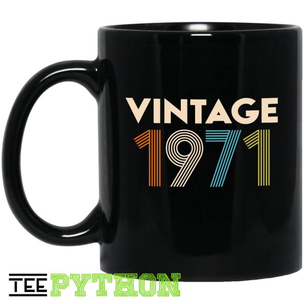 Vintage 1971 Old School Time Simple Black Mug
