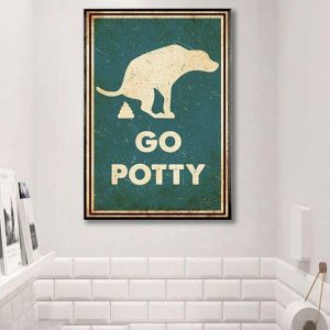 Vintage Go Potty Dog Pooing Animals Pet Canvas Poster