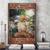 Vintage I Just Want To Work In My Garden And Hang Out With My Dachshund Girl Playing With Dog Flowers Garden Canvas Poster