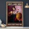Vinyl And Wine Make Everything Fine Young Lady Girl Drinking Wine Listening To Music Canvas Poster