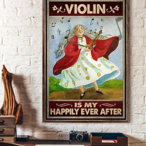 Violin Is My Happily Ever After Grandma Playing Violin Music Notes Canvas Poster
