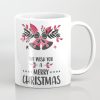We Wish You A Merry Christmas Leaves White Mug