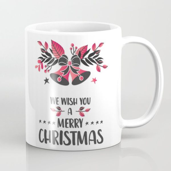 We Wish You A Merry Christmas Leaves White Mug