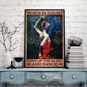 When In Doubt Turn Up The Music And Dance Red Dress Woman Canvas Poster