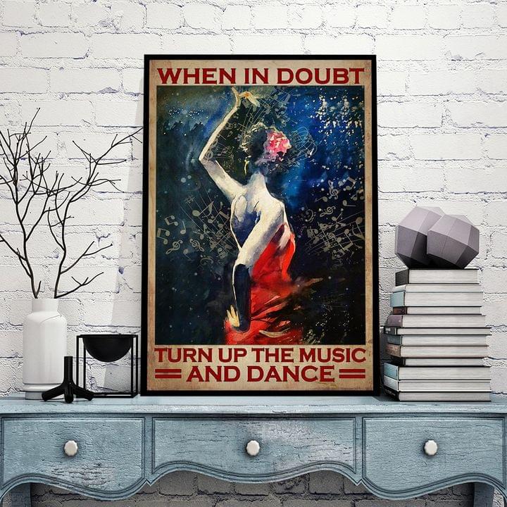 When In Doubt Turn Up The Music And Dance Red Dress Woman Canvas Poster When In Doubt Turn Up The Music And Dance Red Dress Woman Canvas Poster