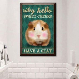 Why Hello Sweet Cheeks Have A Seat Baby Hamster Mouse Canvas Poster