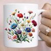Wildflower Mug, Flower coffee mug, floral botanical plant, gift for mom, girlfriend, nature lover cup, wild flowers tee, mothers day present