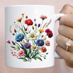 Wildflower Mug, Flower coffee mug, floral botanical plant, gift for mom, girlfriend, nature lover cup, wild flowers tee, mothers day present Wildflower Mug, Flower coffee mug, floral botanical plant, gift for mom, girlfriend, nature lover cup, wild flowers tee, mothers day present