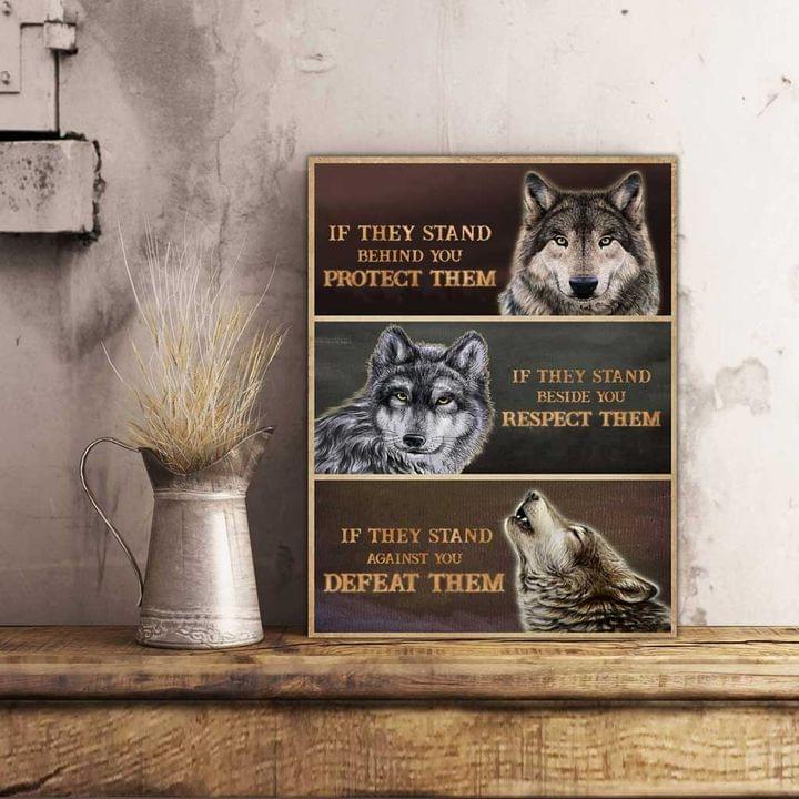 Wolf Protect Respect Defeat Them Wild Life Canvas Poster Wolf Protect Respect Defeat Them Wild Life Canvas Poster