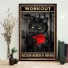 Workout Because Murder Is Wrong Black Cat Holding Red Kettlebell Canvas Poster
