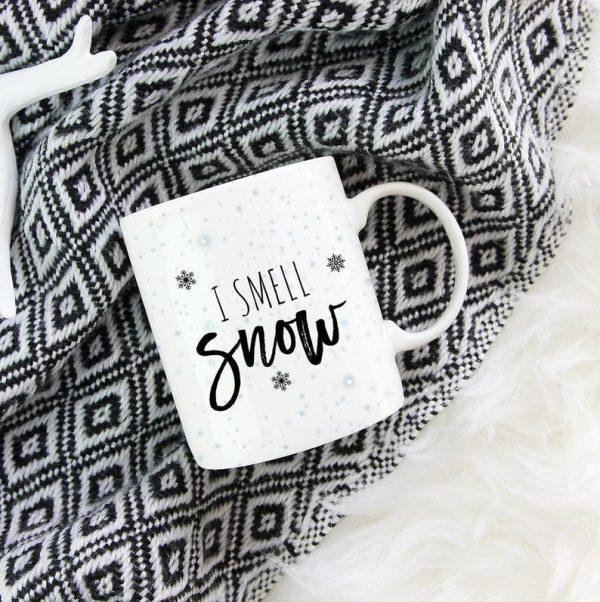 Xmas Christmas Gift I Smell Snow Simple White Mug