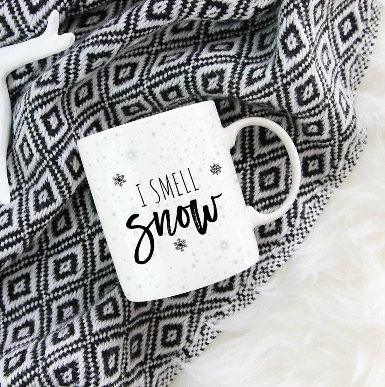 Xmas Christmas Gift I Smell Snow Simple White Mug Xmas Christmas Gift I Smell Snow Simple White Mug