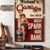 Year And Name Customized Garage Bigger Spark More Bang Girl Personalized Canvas Poster