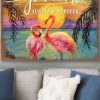 You And Me Always And Forever Flamingo Sunset Beach Canvas Poster