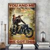 You And Me We Got This Couple Man And Woman Riding Motorcycle Bikers Love Canvas Poster