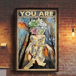 You Are Smart Successful Strong Good Talented Beautiful Unique Bold Important Enough Naked Lady Girl Flowers Jungle Butterflies Canvas Poster