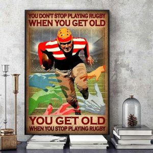 You Don’t Stop Playing Rugby When You Get Old Colorful Hands Rugby Player Canvas Poster