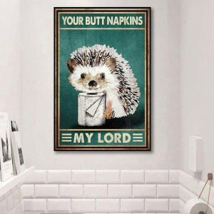 Your Butt Napkins My Lord Baby Porcupine Holding Napkins Canvas Poster