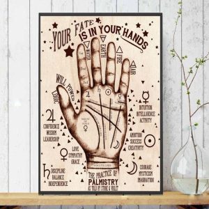 Your Fate Is In Your Hands Water Earth Fire Air Hand Lines Canvas Poster