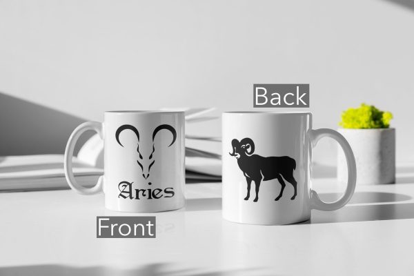 Zodiac Sign Mug, Horoscope gifts, Aries Coffee Tea, astrology, fire sign rising Firey ram, cardinal sign Mars, March Birthday April Birthday