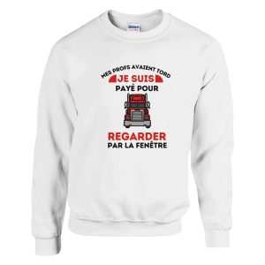 Sweat  Routier Mes profs avaient tord je suis paye pour regarder pour regarder par la fenetre Sweat  Routier Mes profs avaient tord je suis paye pour regarder pour regarder par la fenetre