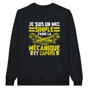 Sweat mecanique Je suis un mec simple j’aime la mecanique et l’apero Sweat mecanique Je suis un mec simple j’aime la mecanique et l’apero