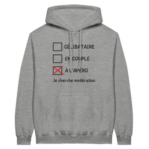 Sweat a capuche Apero Celibataire, en couple, a l’apero
