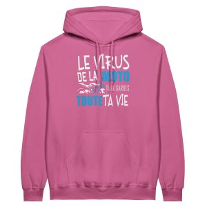 Sweat a capuche Motard Le virus de la moto tu le gardes toute ta vie Sweat a capuche Motard Le virus de la moto tu le gardes toute ta vie