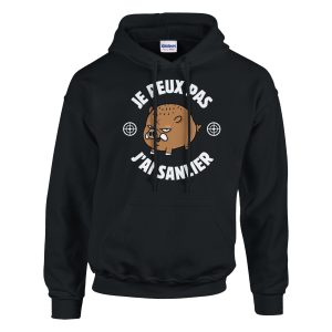 Sweat a capuche chasseur Je peux pas j’ai sanglier Sweat a capuche chasseur Je peux pas j’ai sanglier